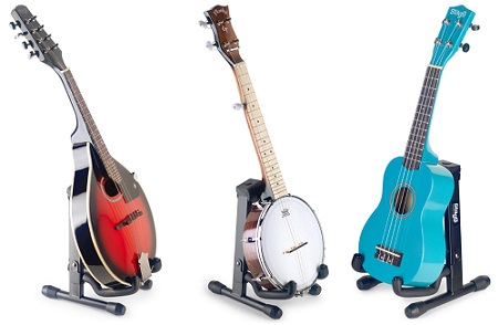 5414428209221 - 882030209222 - Deze Vioolstandaard, de Stagg SUVM-A100BK,  is een inklapbare standaard voor ukelele, mandoline en viool. 
