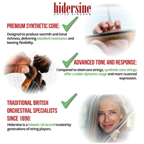 Hidersine Artista H100 - Vioolsnarenset – Synthetische (nylon) Kern – Maat 4/4–3/4 – Voor beginnende en gevorderde vioolstudenten. Geeft een warme toon en heeft een goede respons met de Strijkstok. Hidersine Artista H100 - Vioolsnarenset – Synthetische (nylon) Kern – Maat 4/4–3/4 – Voor beginnende en gevorderde vioolstudenten. Geeft een warme toon en heeft een goede respons met de Strijkstok.
