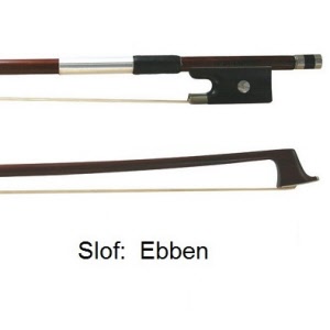 Strijkstok viool. Brazielhout,  Ronde stok, Ebben slof, enkel oog. Hars voordeel: bij aankoop van een strijkstok.